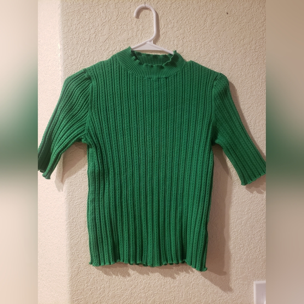 Boden Green Ribbed Knit Sweater